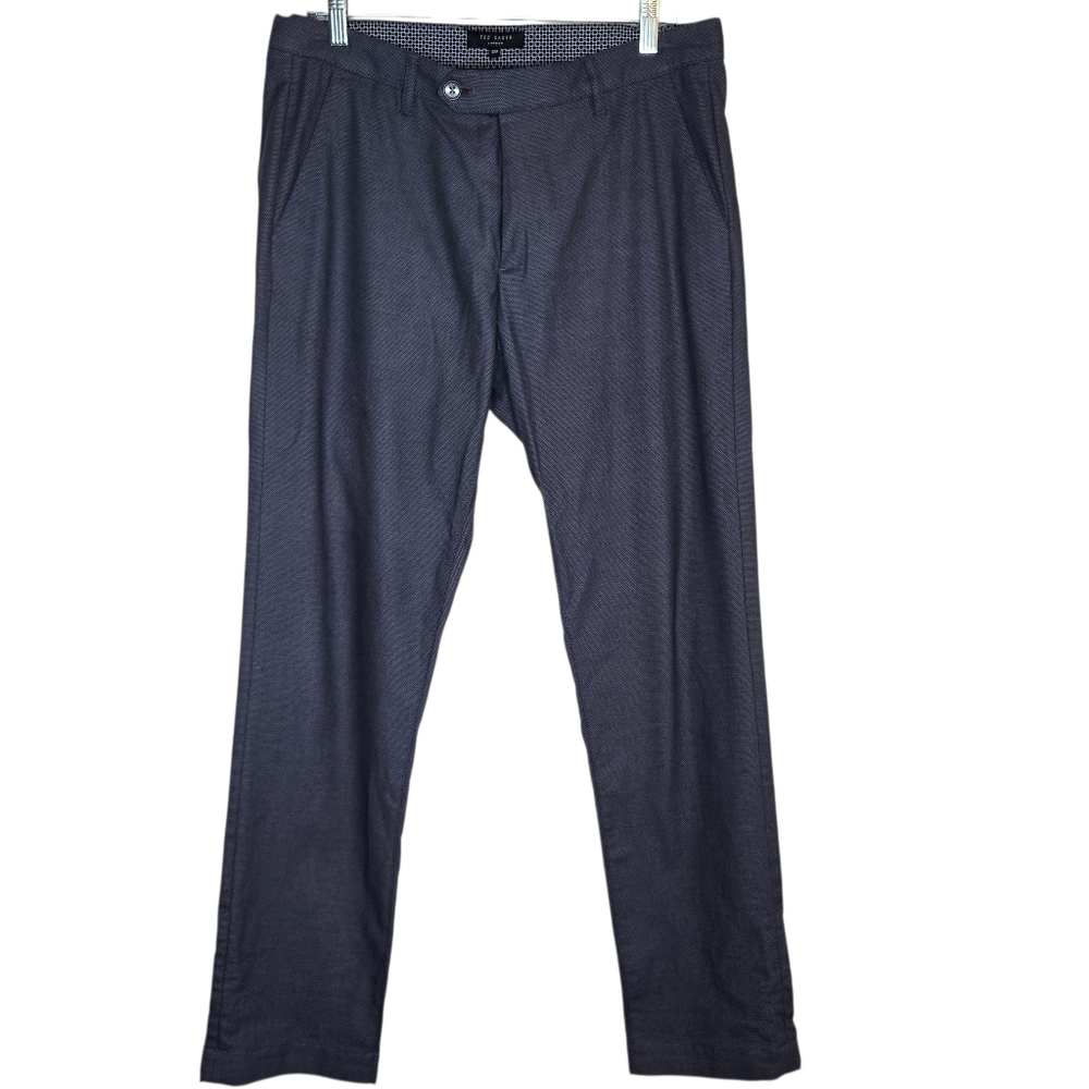 TED BAKER Men's Gray 32R Straightleg Flat Front Pants